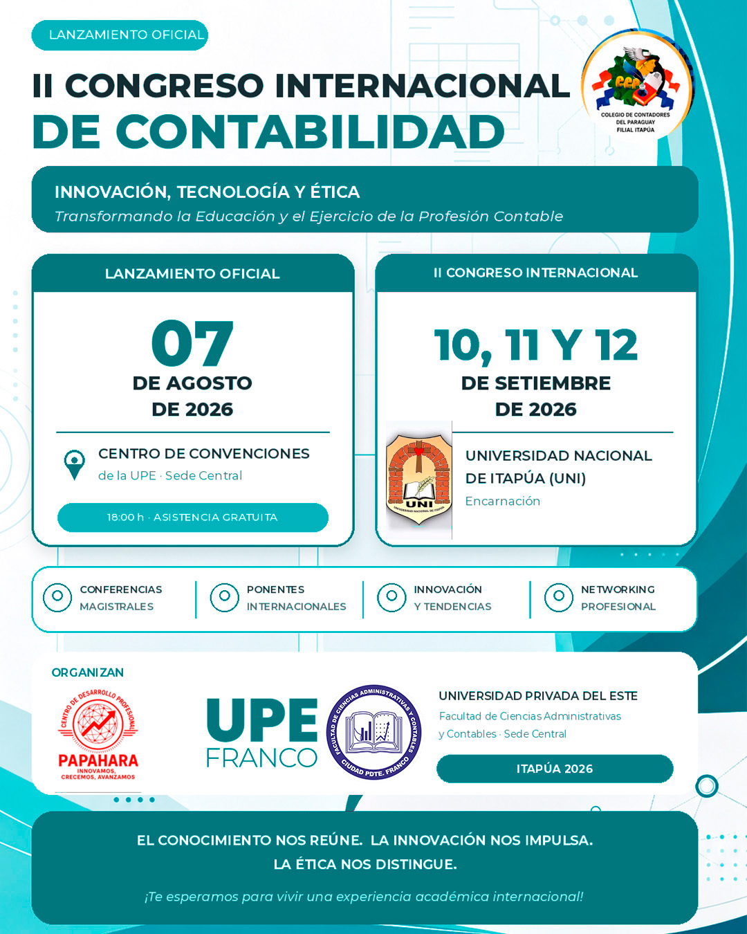UPE Franco invita al lanzamiento oficial del II Congreso Internacional de Contabilidad